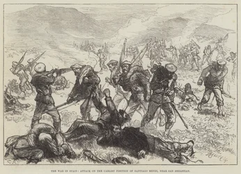 Der Krieg in Spanien, Angriff auf die Carlistenstellung von Santiago Mendi, in der Nähe von San Sebastian